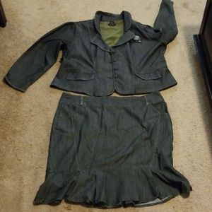 NWOT Ashley Stewart  Denim Look Skirt Suit